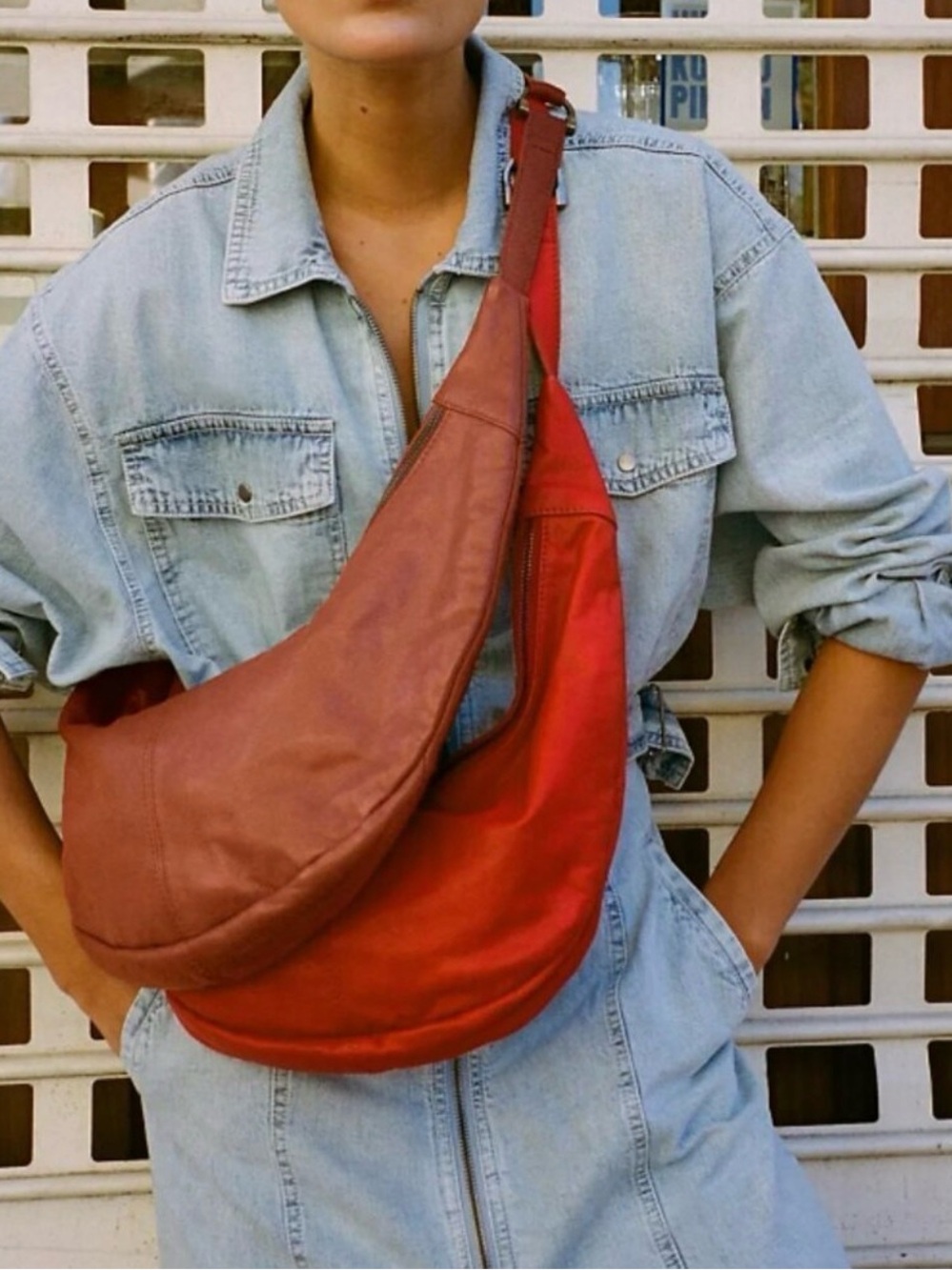 Free People brown leather sling bag